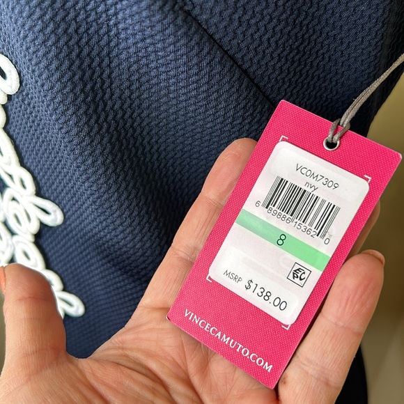 Vince Camuto Swirl Applique Sleeveless Sheath Dress - Picture 6 of 9